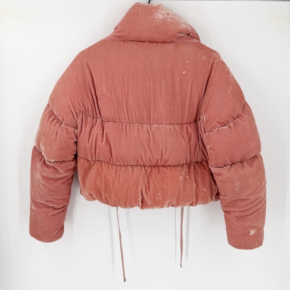 Moncler Crushed Velvet Pink Cervis Puffer Goose Down Jacket Coat - Size 0 XS - Picture 14 of 15